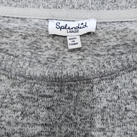 Splendid Longsleeve Tight Knit Pullover Sweater Tee Shirt Gray Size L - Picture 6 of 6